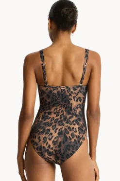 One Pieces|Sea Level Savanna Twist Front One Piece Chocolate