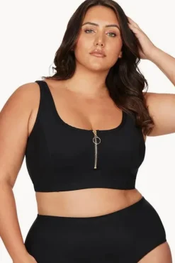 Bikini Tops|Artesands Sculpt Fuseli Zip Front Crop Black