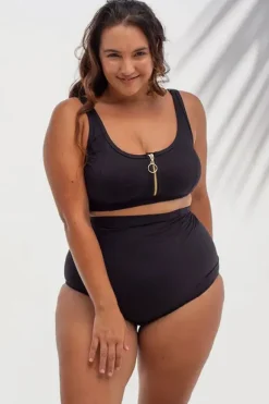 Bikini Tops|Artesands Sculpt Fuseli Zip Front Crop Black