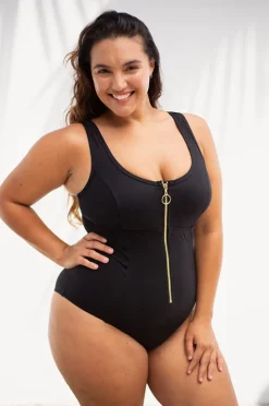 One Pieces|Artesands Sculpt Fuseli Zip Front One Piece BLACK