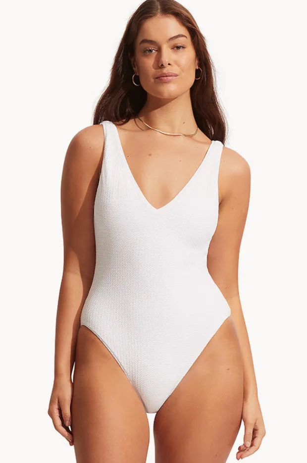 One Pieces|Seafolly Sea Dive Deep V Neck One Piece White