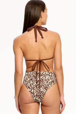 Bikini Sets|Modibodi Sea Swirl Reversible Multiway Top Set Chocolate