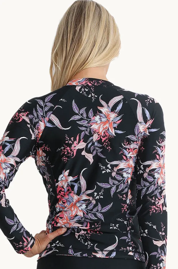 Rashies & Sunsuits|Jantzen Select Long Sleeve Zip Suntop Black