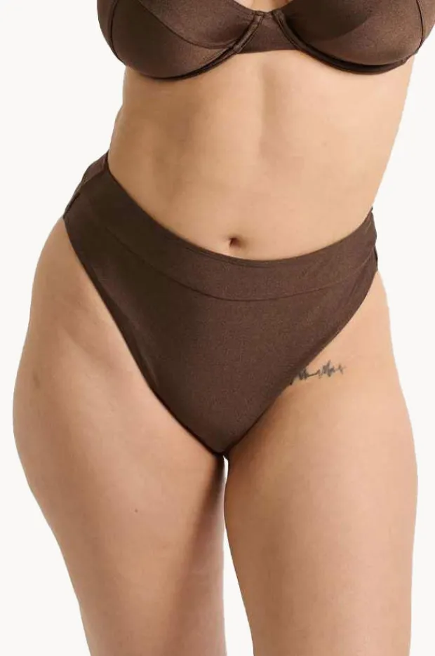 Bottoms|Raq Apparel Shimmer High Leg Brief Cola