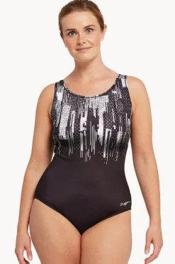 One Pieces|Zoggs Shimmer Scoopback One Piece Black/Silver