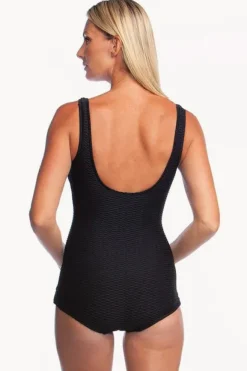 One Pieces|Maxine Shirred Front Pool One Piece + BLACK