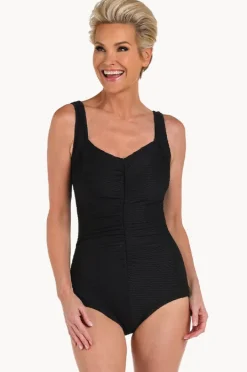 One Pieces|Maxine Shirred Front Pool One Piece Black