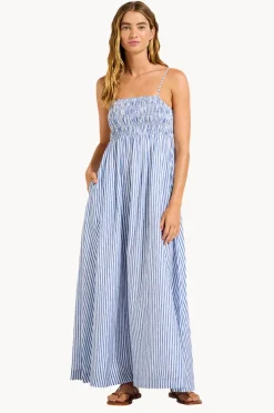Dresses|Seafolly Shirred Midi Dress Marine