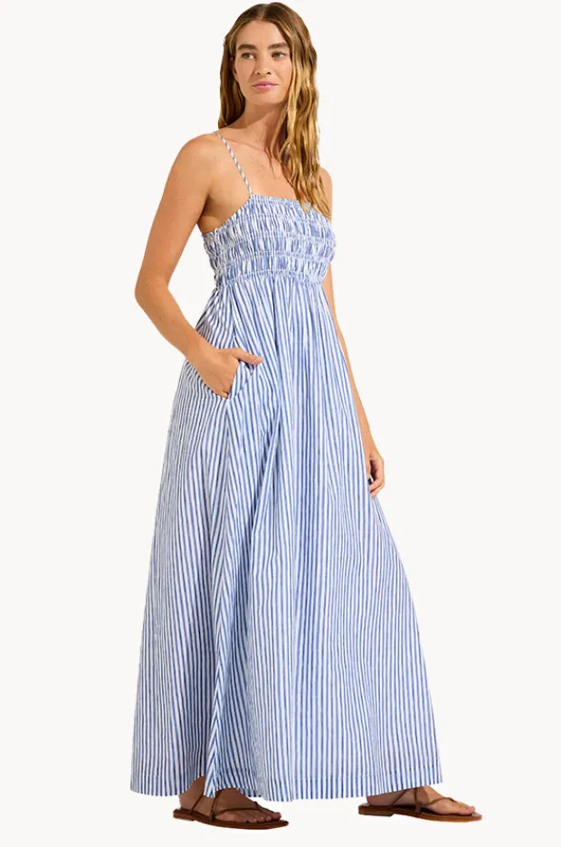 Dresses|Seafolly Shirred Midi Dress Marine