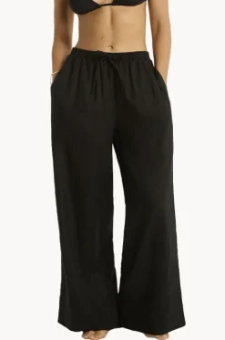 Pants|Sea Level Shore Linen Palazzo Pant Black