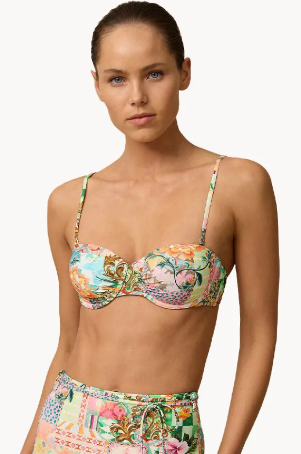 Bikini Tops|Monte u0026 Lou Simi Gathered Balconette Bra Multi