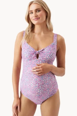 One Pieces|Ripe Maternity Skipper Tie Front One Piece Pink/Blue
