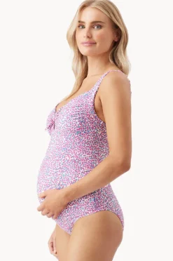 One Pieces|Ripe Maternity Skipper Tie Front One Piece Pink/Blue