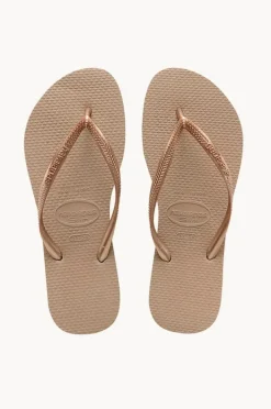 Footwear|Havaianas Slim Metallic Thong Rose gold