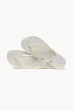 Footwear|Havaianas Slim Metallic Thong White