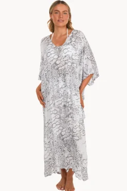Overswim|Sundrenched Snake Animal Long Kaftan Grey