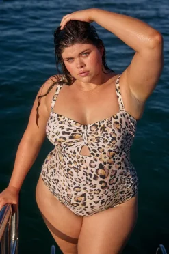 One Pieces|Capriosca Snow Bandeau One Piece Leopard