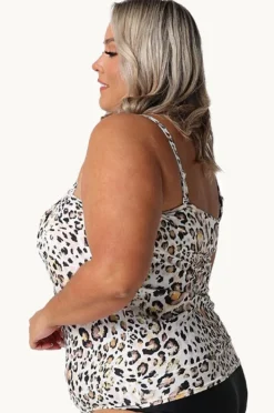 Tankini Tops|Capriosca Snow Flounce Tankini Separate Leopard