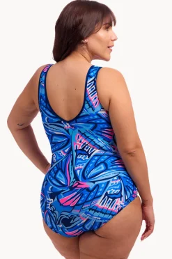 One Pieces|Funkita Soaring Hi DD/E Cup Zip Front One Piece Blue/pink