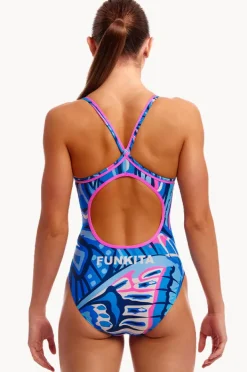One Pieces|Funkita Soaring Hi Diamond Back One Piece Blue/pink