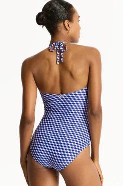 One Pieces|Sea Level Solara U Bar Bandeau One Piece Blue