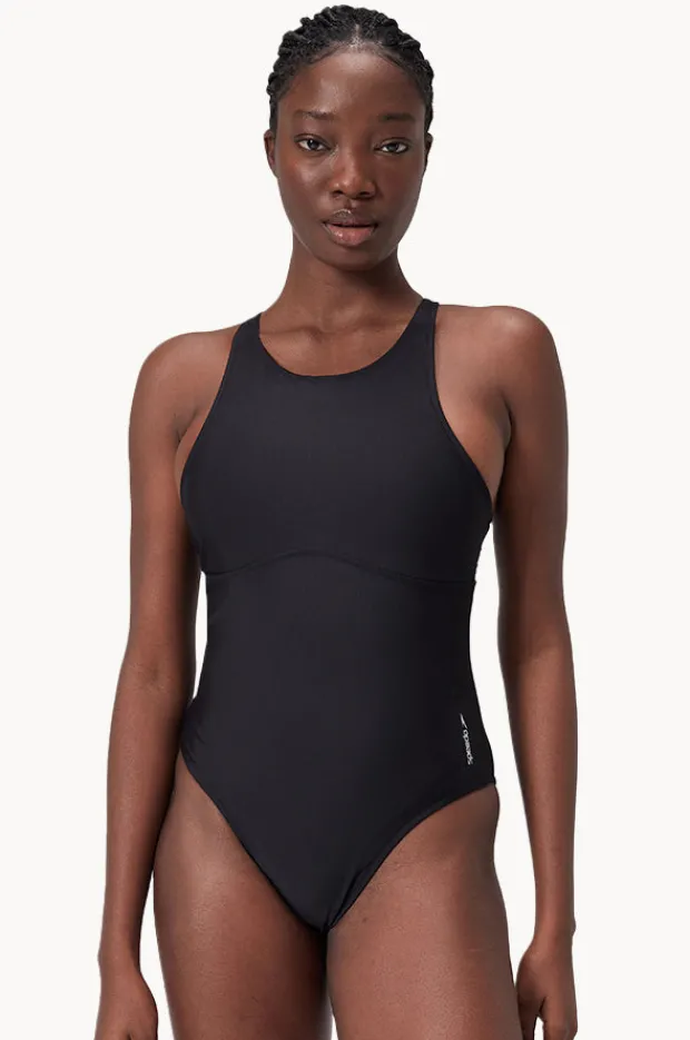 One Pieces|Speedo Solid High Neck One Piece BLACK
