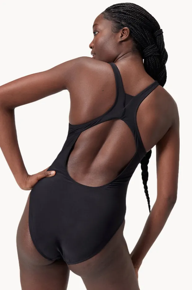 One Pieces|Speedo Solid High Neck One Piece BLACK
