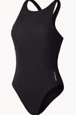 One Pieces|Speedo Solid High Neck One Piece BLACK