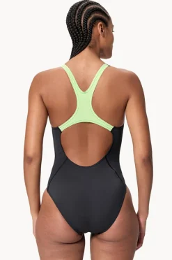 One Pieces|Speedo Solid Splice Medalist One Piece Black/green