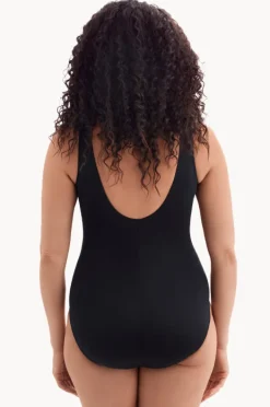 One Pieces|Longitude Solidtude Modern Leg Fan Tank One Piece Black/white