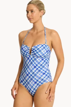 One Pieces|Sea Level Somerset U Bar Bandeau One Piece Denim