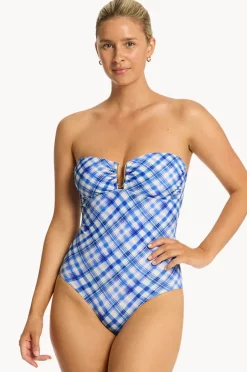 One Pieces|Sea Level Somerset U Bar Bandeau One Piece Denim