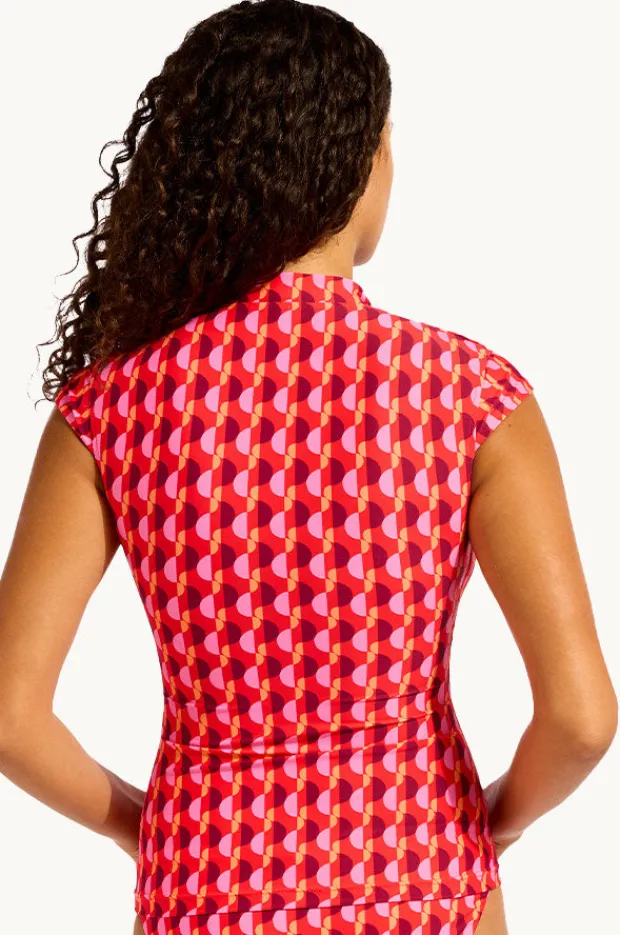 Rashies & Sunsuits|Seafolly Sorrento Cap Sleeve Suntop Flame