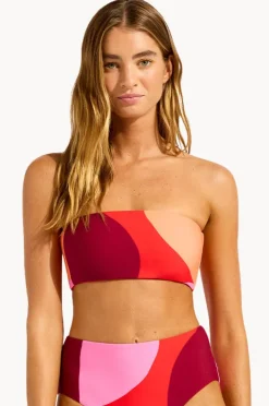 Bikini Tops|Seafolly Sorrento Reversible Tube Top Flame