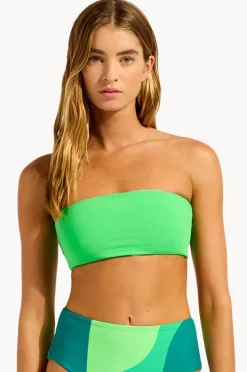 Bikini Tops|Seafolly Sorrento Reversible Tube Top Vivid green