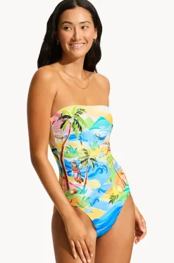 One Pieces|Seafolly South Pacific Bandeau One Piece Turquoise