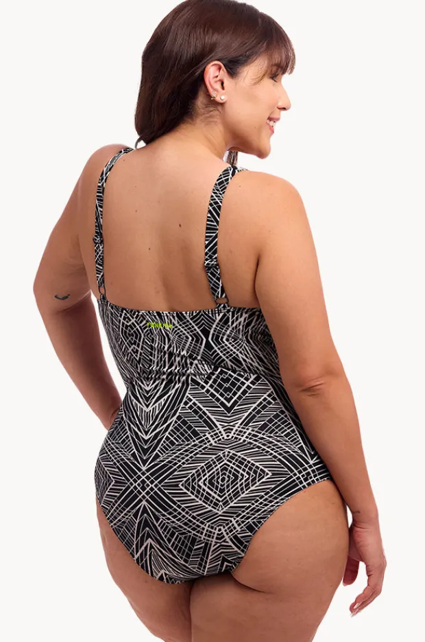 One Pieces|Funkita Space Signals DD/E Cup Twist Front One Piece Black/white