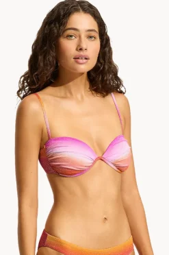 Bikini Tops|Seafolly Spectrum Ruched Split Wire Bra Hot pink