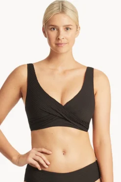 Bikini Tops|Sea Level Spinnaker Cross Front Bra Black