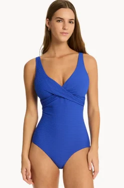 One Pieces|Sea Level Spinnaker Cross Front One Piece Cobalt