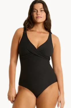One Pieces|Sea Level Spinnaker Cross Front One Piece Black