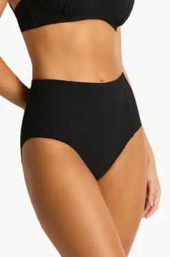 Bottoms|Sea Level Spinnaker Panelled High Waist Pant Black