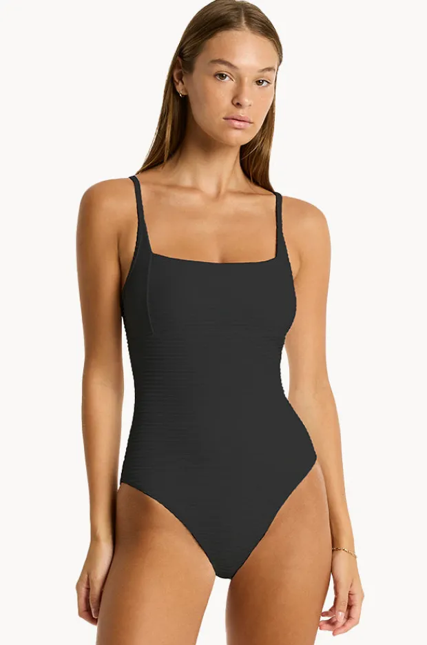 One Pieces|Sea Level Spinnaker Square Neck One Piece Black