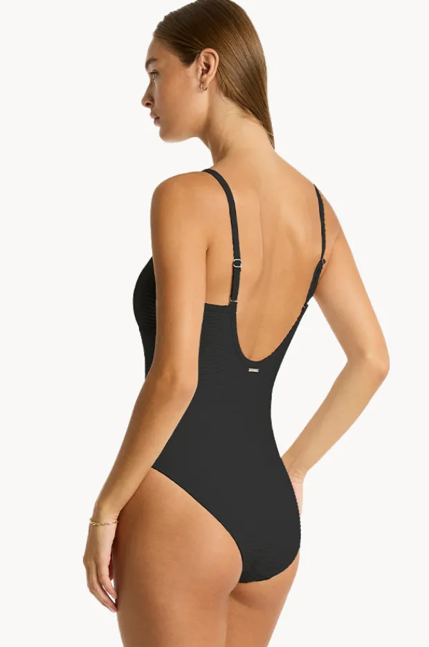 One Pieces|Sea Level Spinnaker Square Neck One Piece Black