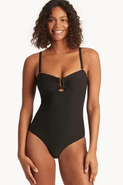 One Pieces|Sea Level Spinnaker U Bar Bandeau One Piece Black