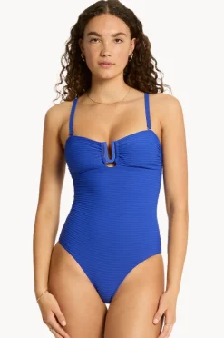 One Pieces|Sea Level Spinnaker U Bar Bandeau One Piece Cobalt