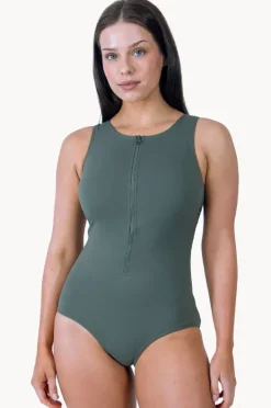 One Pieces|Base Swim Sports F/G Cup Zip Through One Piece Khaki