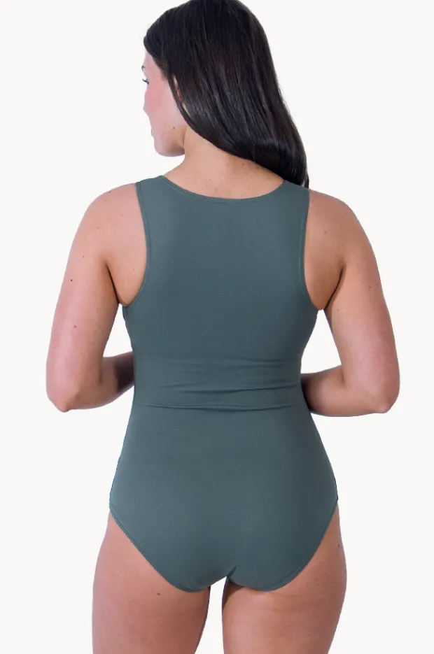 One Pieces|Base Swim Sports F/G Cup Zip Through One Piece Khaki