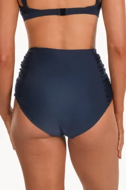 Bottoms|Base Swim Sports Gathered High Waist Pant Navy