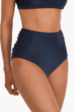 Bottoms|Base Swim Sports Gathered High Waist Pant Navy